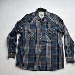 Supply Company USA Men XXL Long Sleeve Western‎ Plaid Pearl Snap Rodeo Stitching